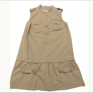 Tibi sleeveless khaki safari dress